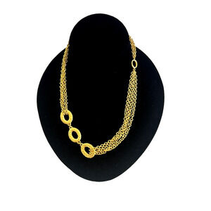 Artist Signed BARBARA BOZ Gold Plated Necklace Hammered Chain Links